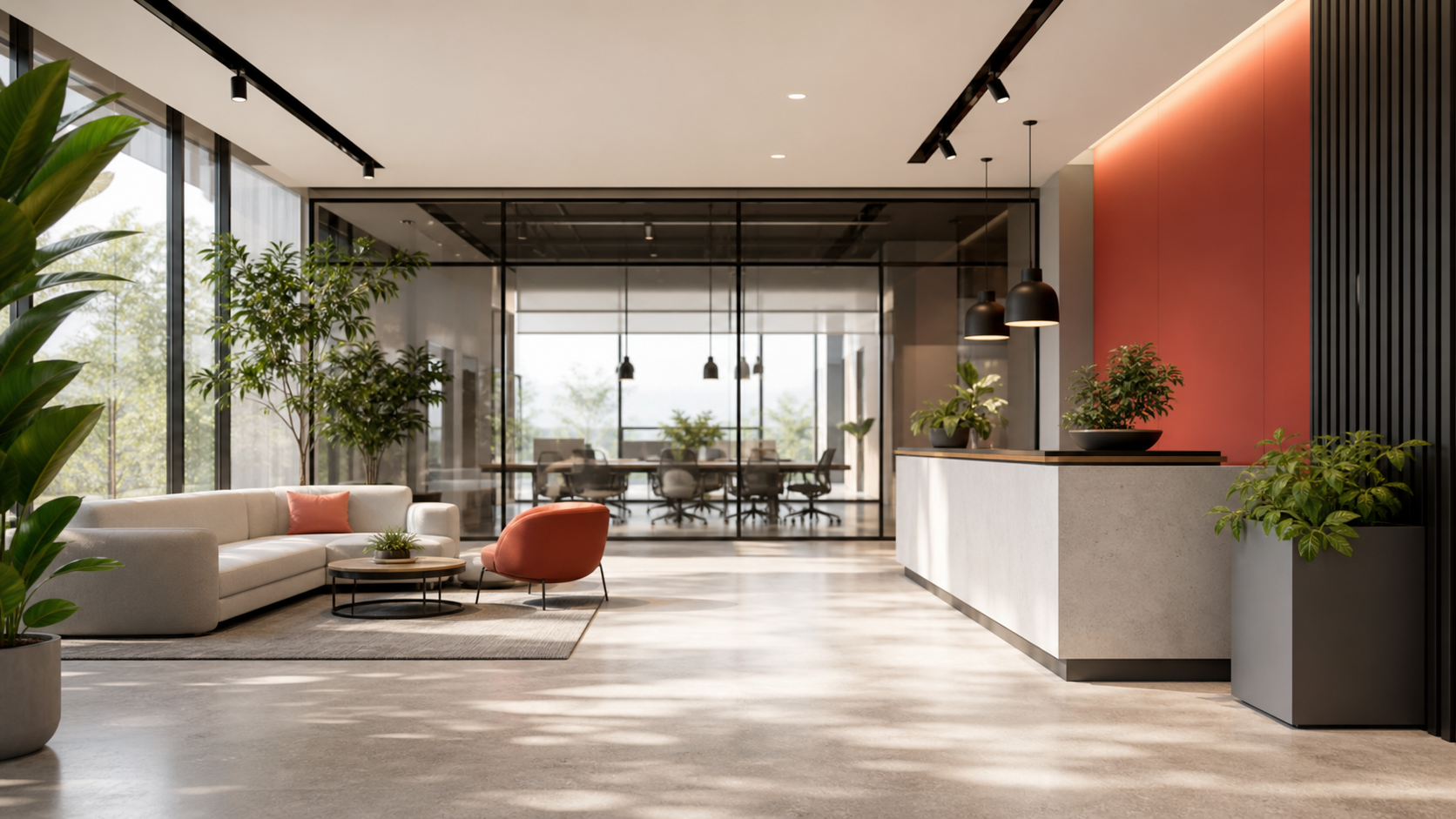 Generated modern office lobby